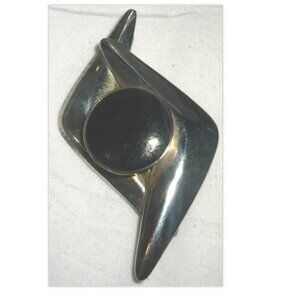 STERLING SILVER PINWHEEL & BLACK ONYX BROOCH PIN MEXICO